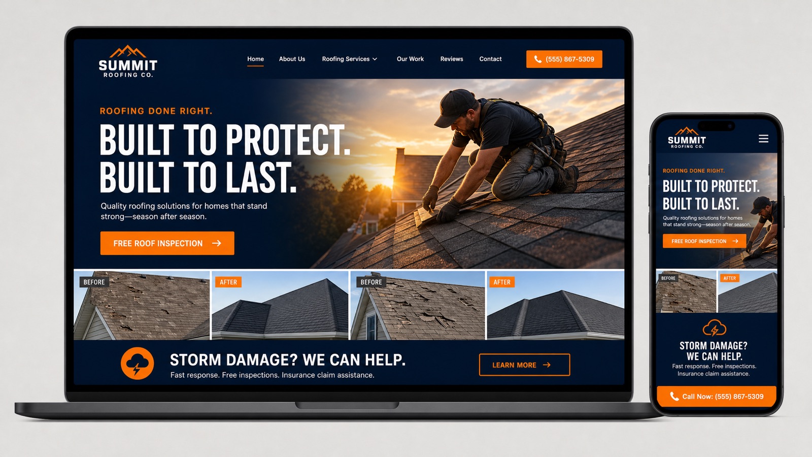Example design for a roofing company